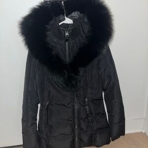 MACKAGE Adali-BX Down Coat With Black Fox Fur Signature Mackage Collar